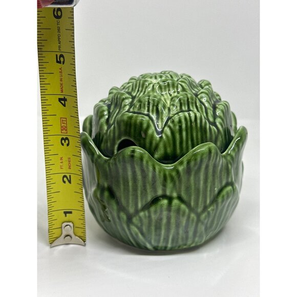 VTG Arnel’s Artichoke Sugar Bowl Ceramic Lidded Jar MCM Boho Kitchen Decor 4.5" - Picture 6 of 6